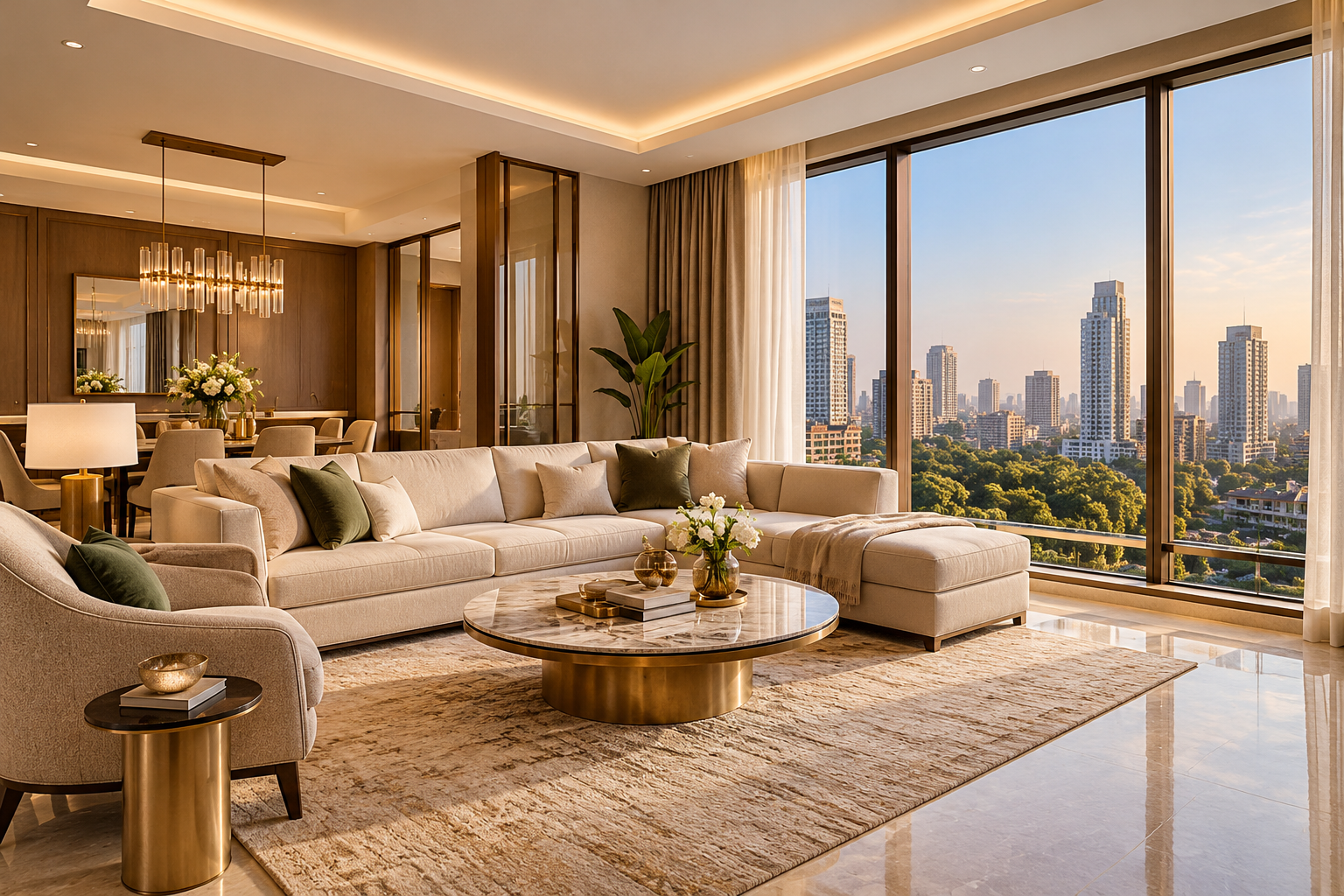 Illustrative luxury apartment living room in Mumbai